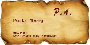 Peitz Abony névjegykártya
